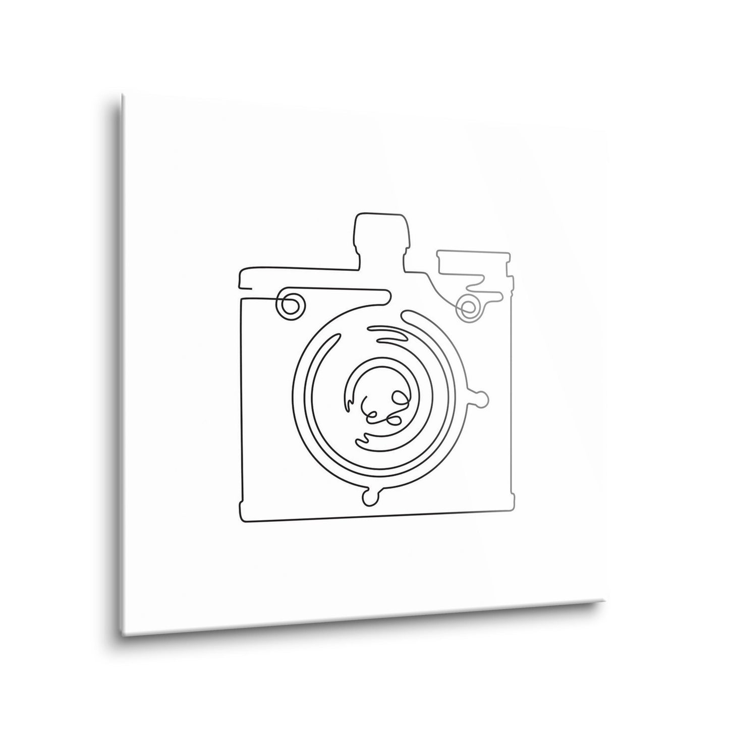 Vintage Camera Line Drawing On White | Hi-Def Glass Art | Eaches | Min 2