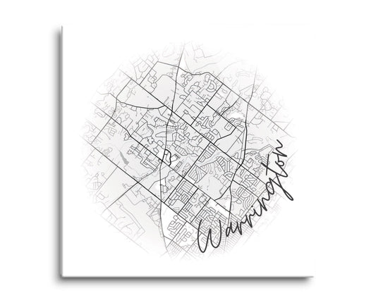 Minimalistic B&W Pennsylvania Warrington Circle Map | Hi-Def Glass Art | Eaches | Min 2