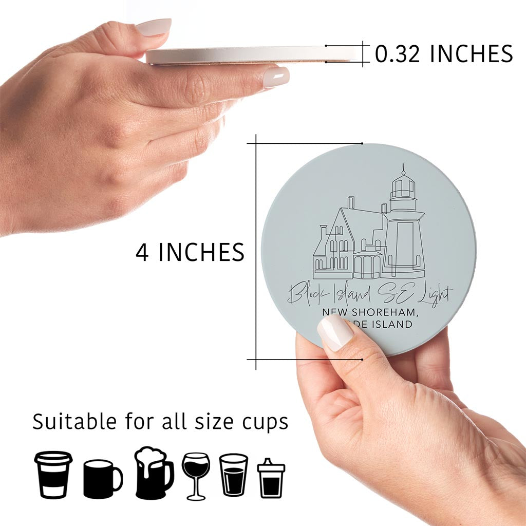 Block Island Se Light Muted Coastal | Absorbent Coasters | Set of 4 | Min 2