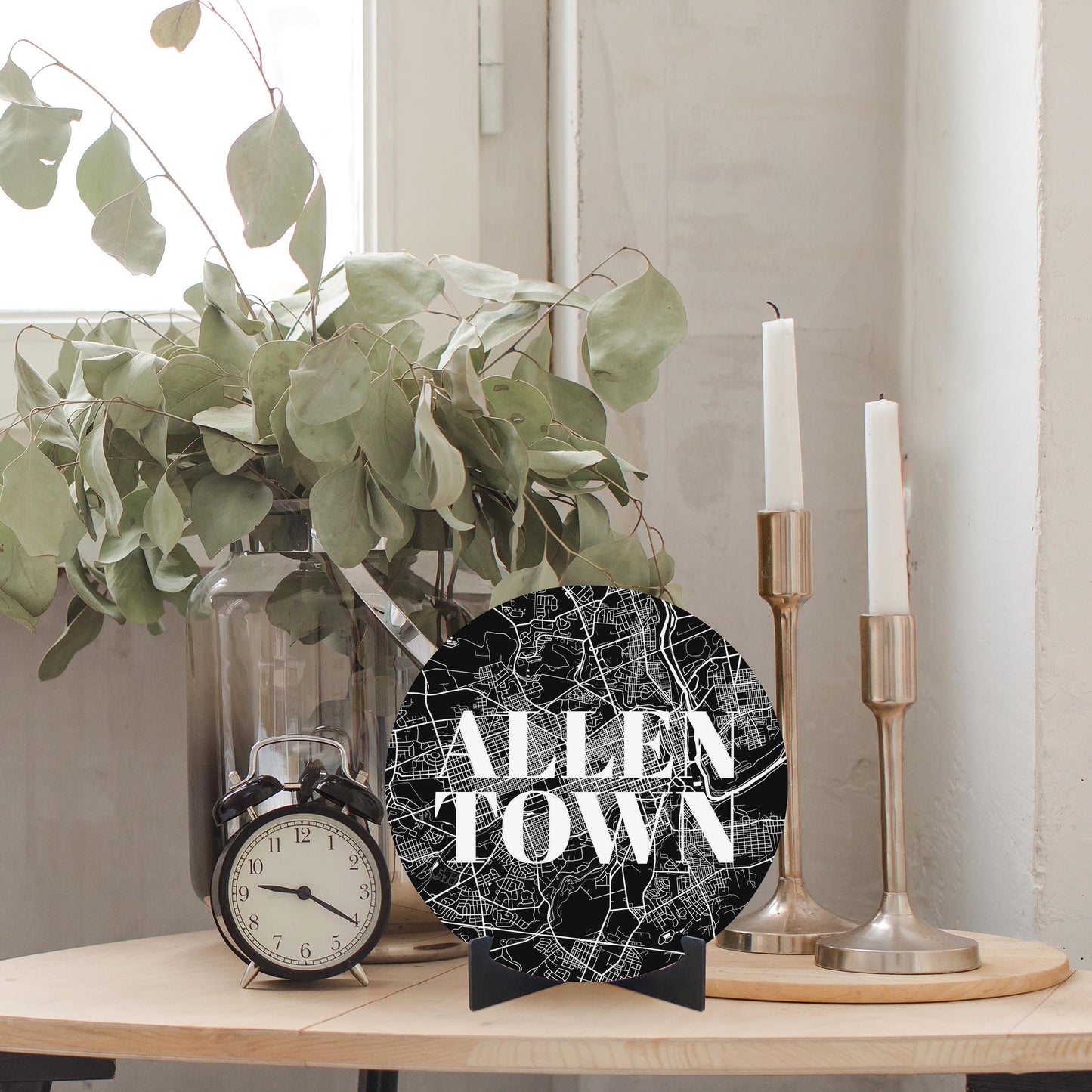 Minimalistic B&W Pennsylvania Allentown Map | Wood Sign | Eaches | Min 1