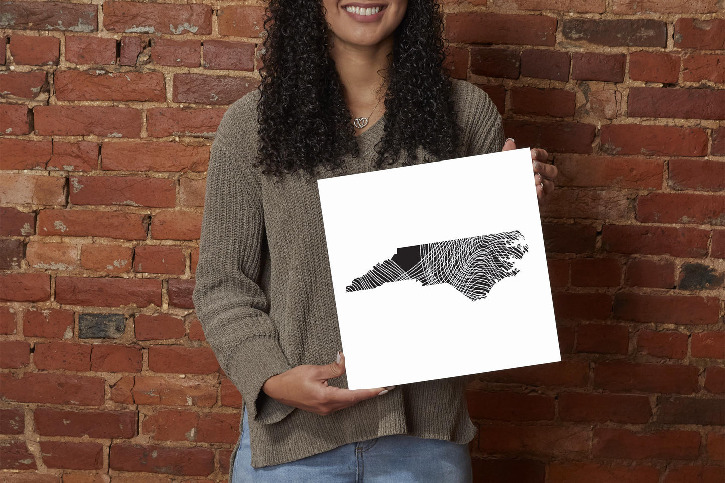 Minimalistic B&W North Carolina State Black With Fluid Lines | Wood Sign | Eaches | Min 2