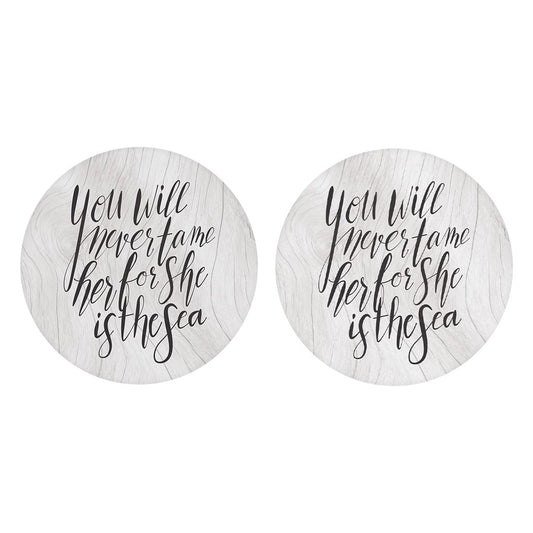 New England Calligraphy Saying | Absorbent Car Coasters | Set of 2 | Min 4