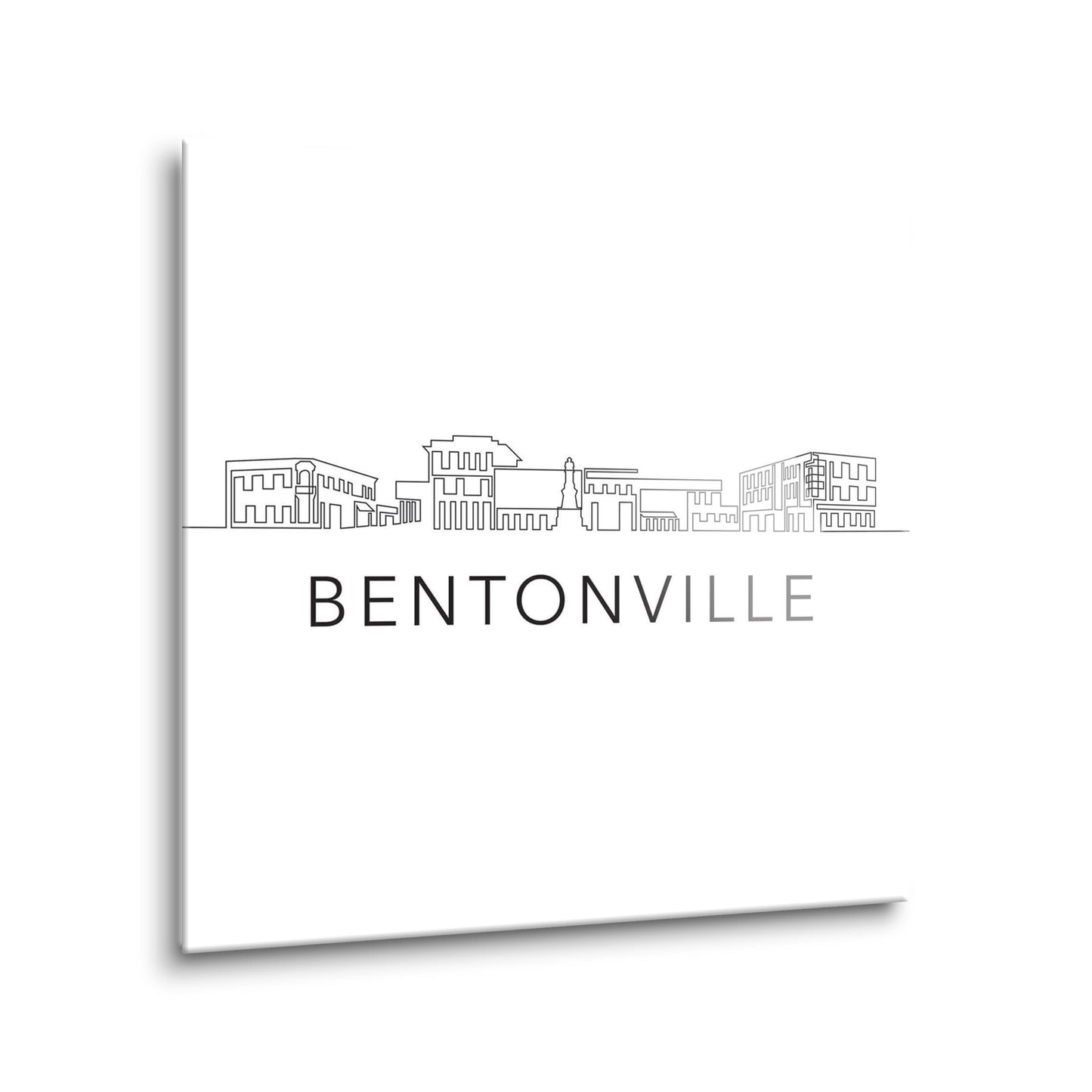 Minimalist B&W Arkansas Bentonville Skyline | Hi-Def Glass Art | Eaches | Min 2