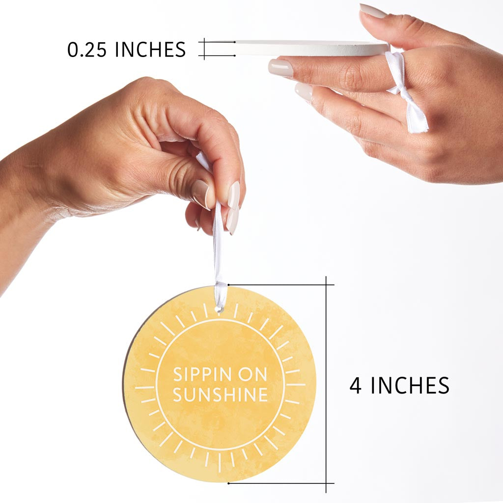 Sippin On Sunshine Yellow | Wood Ornament | Eaches | Min 6