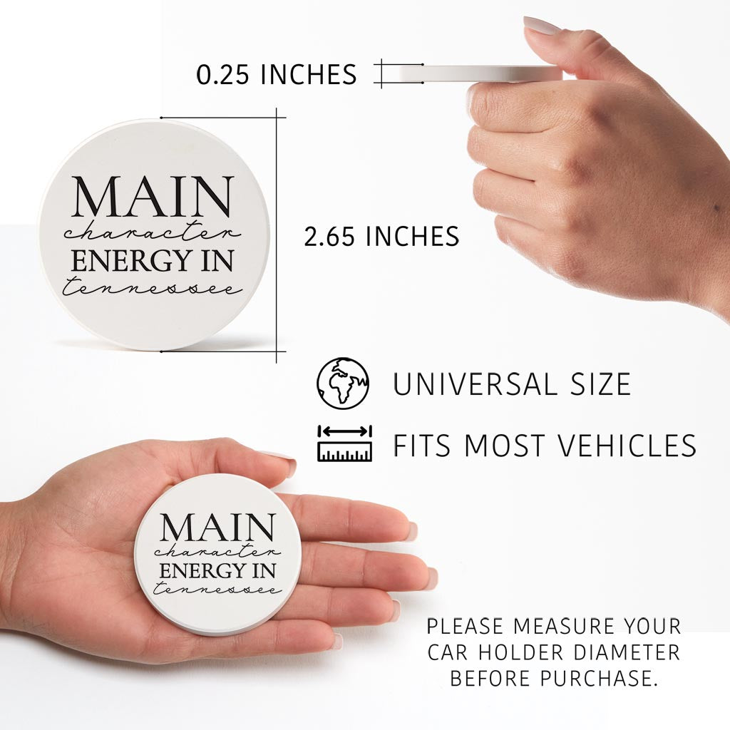 Minimalist B&W Tennessee Main Character Energy| Absorbent Car Coasters | Set of 2 | Min 4