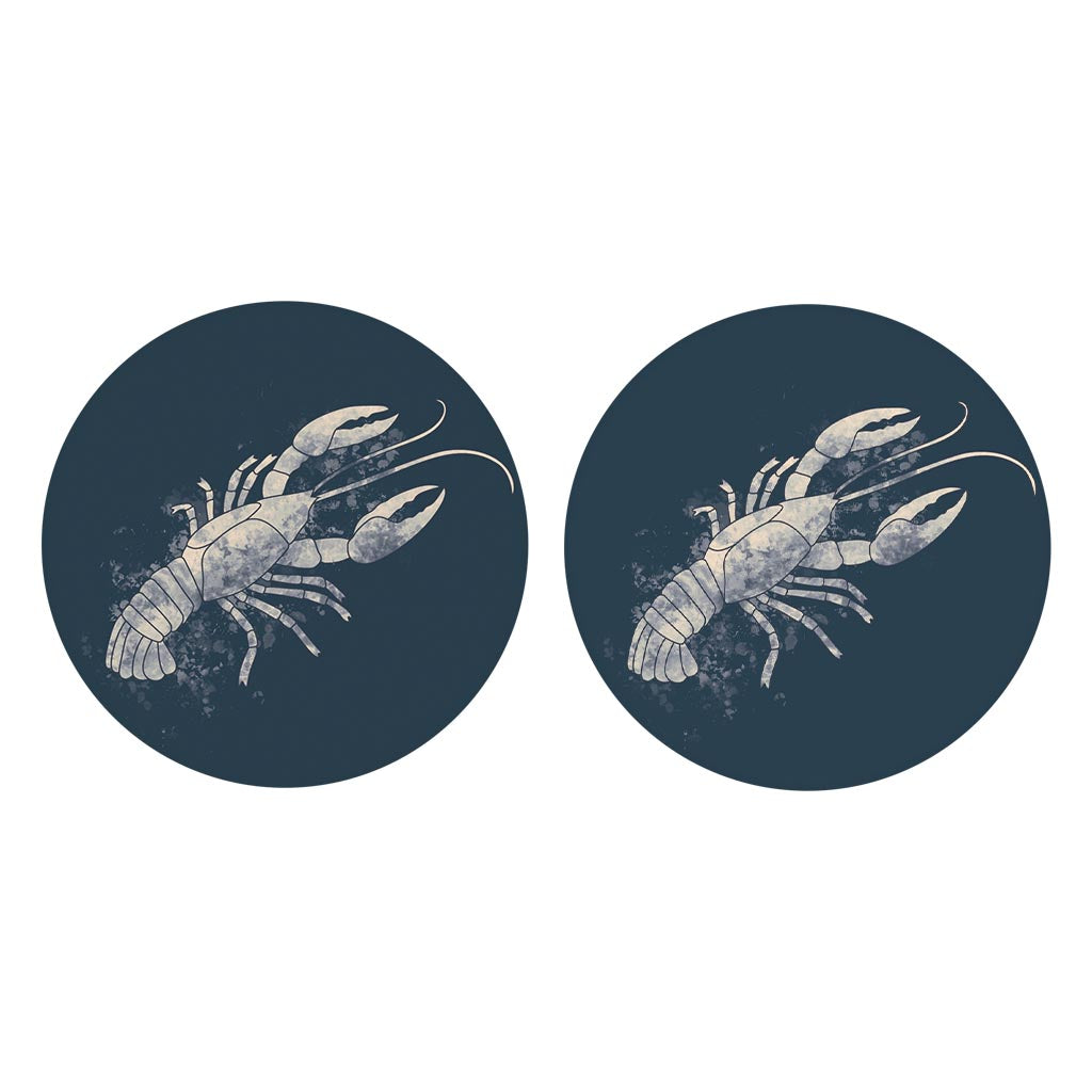 Modern Minimalist Louisiana Crawfish Water Color | Absorbent Car Coasters | Set of 2 | Min 4