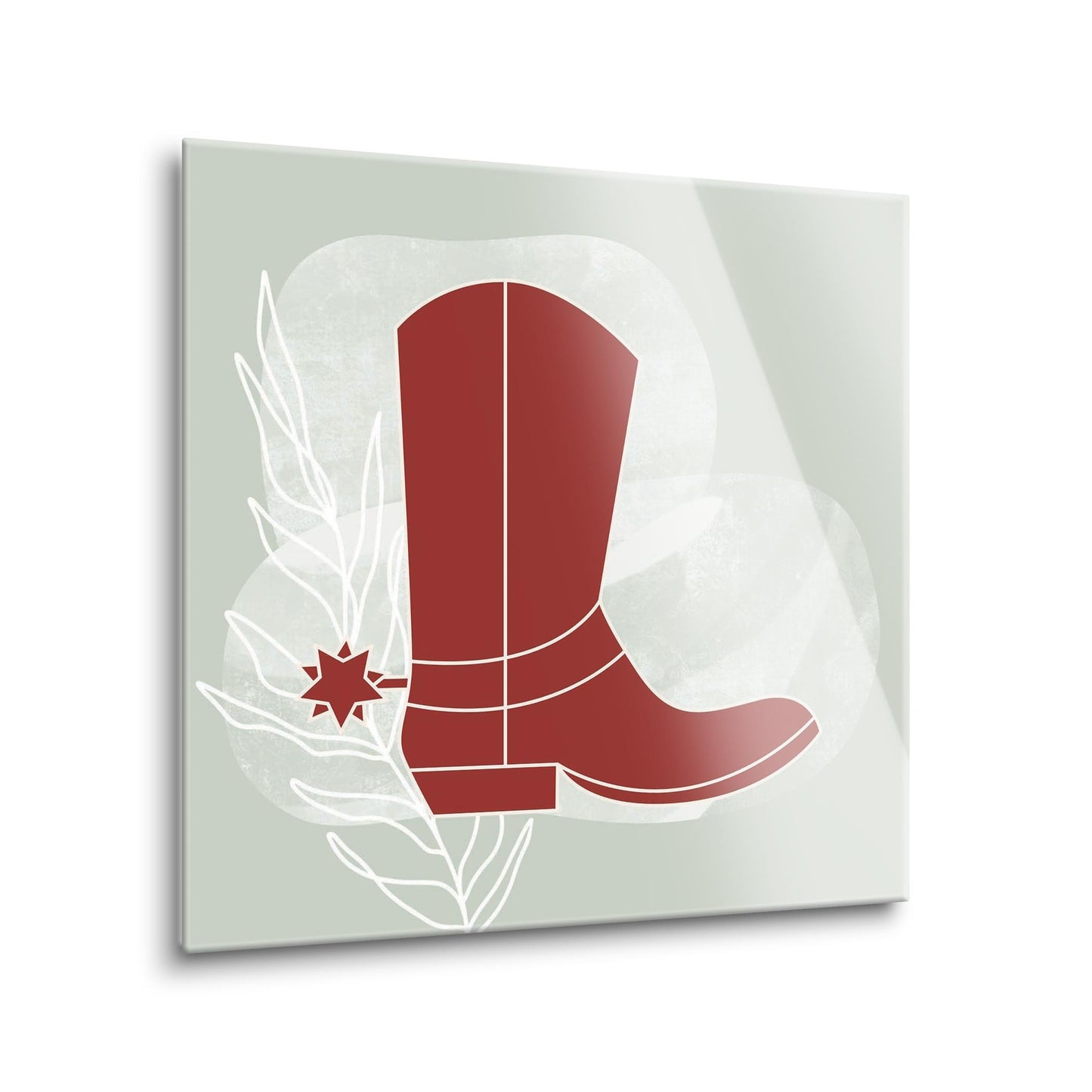 Modern Minimalist Oklahoma Boot | Hi-Def Glass Art | Eaches | Min 1