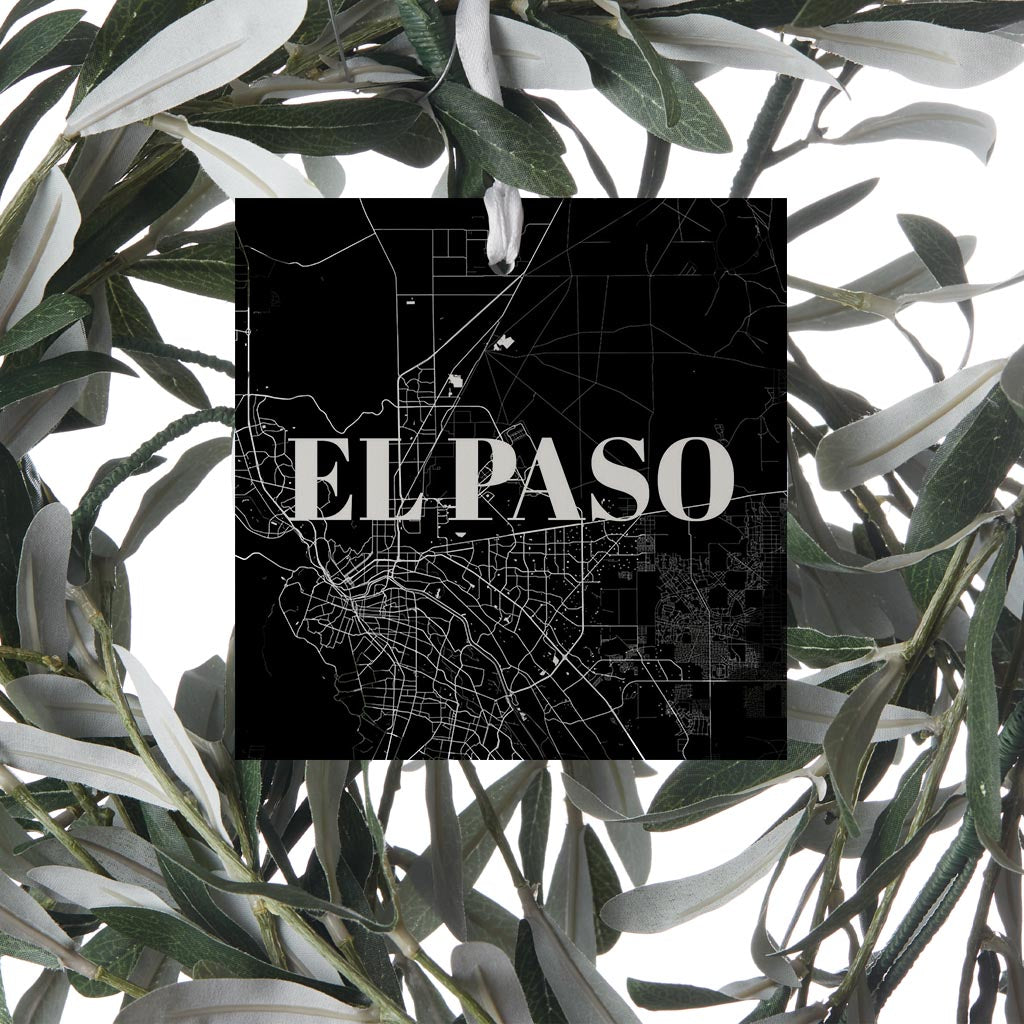 Minimalistic B&W Texas El Paso Map | Wood Ornament | Eaches | Min 6