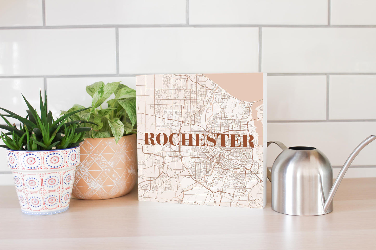 Modern Minimalist New York Rochester Map | Wood Block | Eaches | Min 2