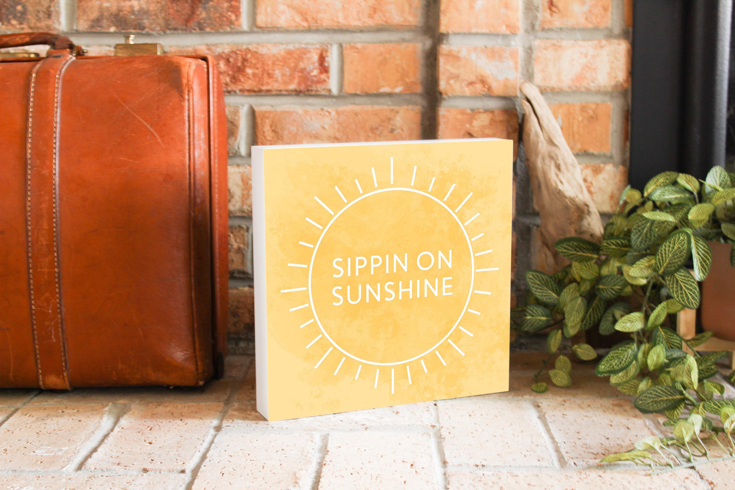 Sippin On Sunshine Yellow | Wood Block | Eaches | Min 2