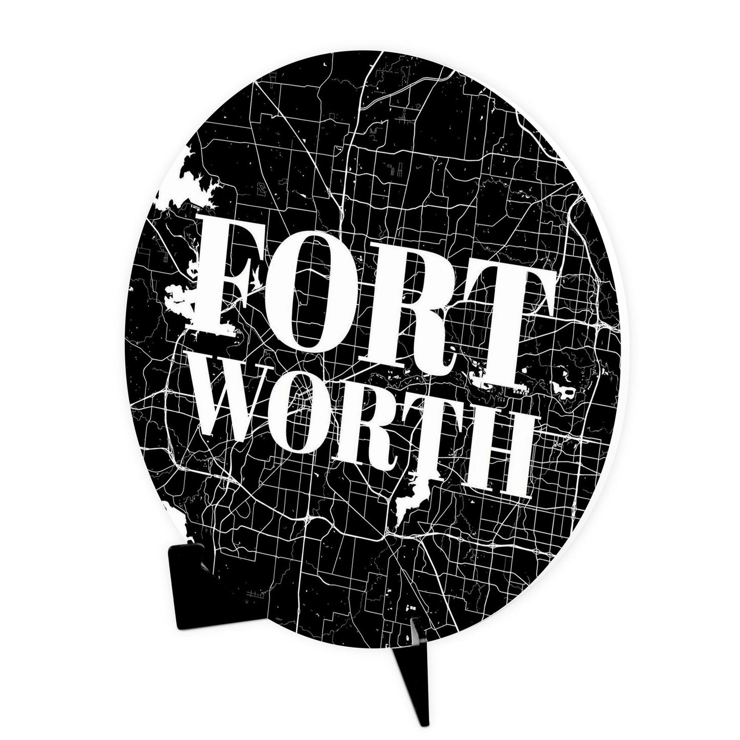Minimalistic B&W Texas Fort Worth Map | Wood Sign | Eaches | Min 1