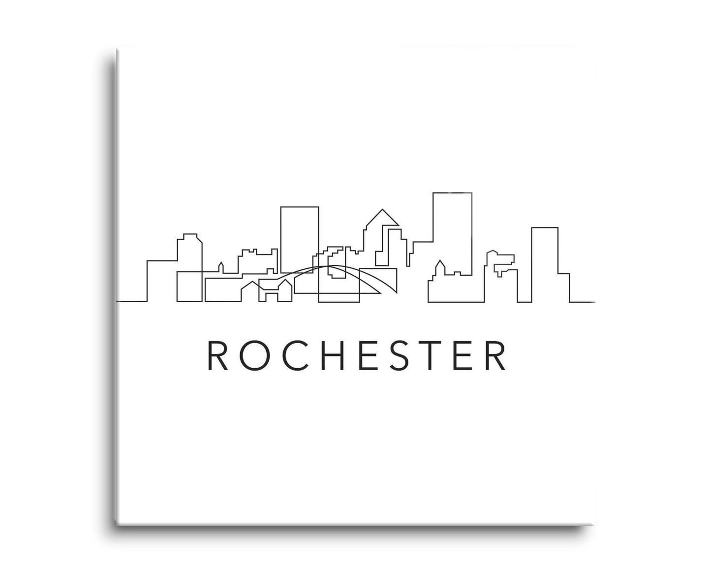 Minimalistic B&W New York Rochester Skyline | Hi-Def Glass Art | Eaches | Min 2