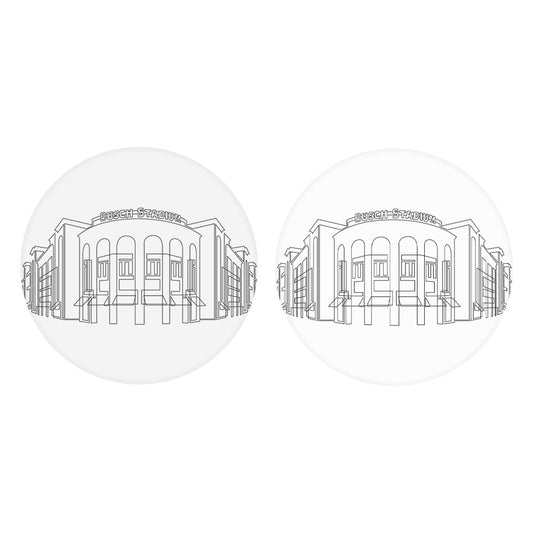 Minimalist B&W Missouri Busch Stadium Line Drawing | Absorbent Car Coasters | Set of 2 | Min 4