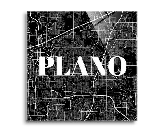 Minimalistic B&W Texas Plano Map | Hi-Def Glass Art | Eaches | Min 2