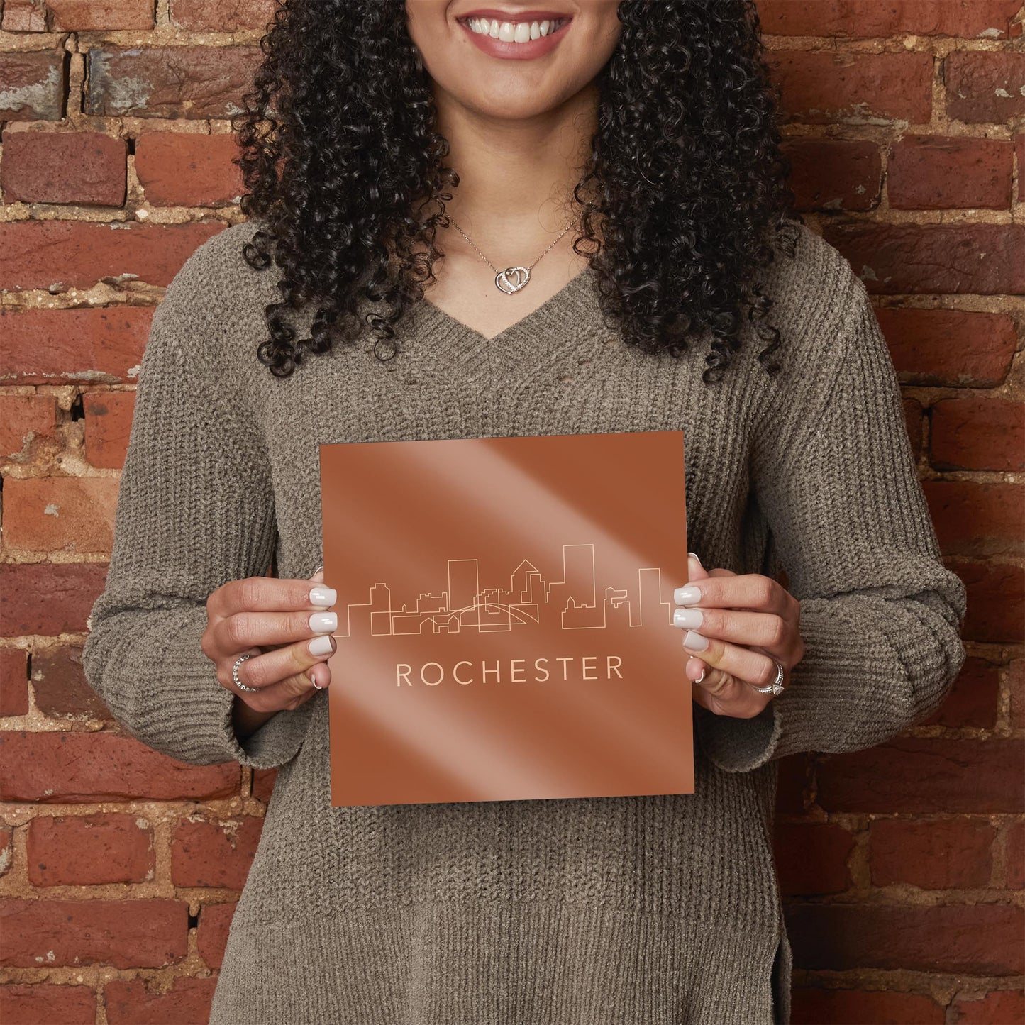 Modern Minimalist New York Rochester Skyline | Hi-Def Glass Art | Eaches | Min 2