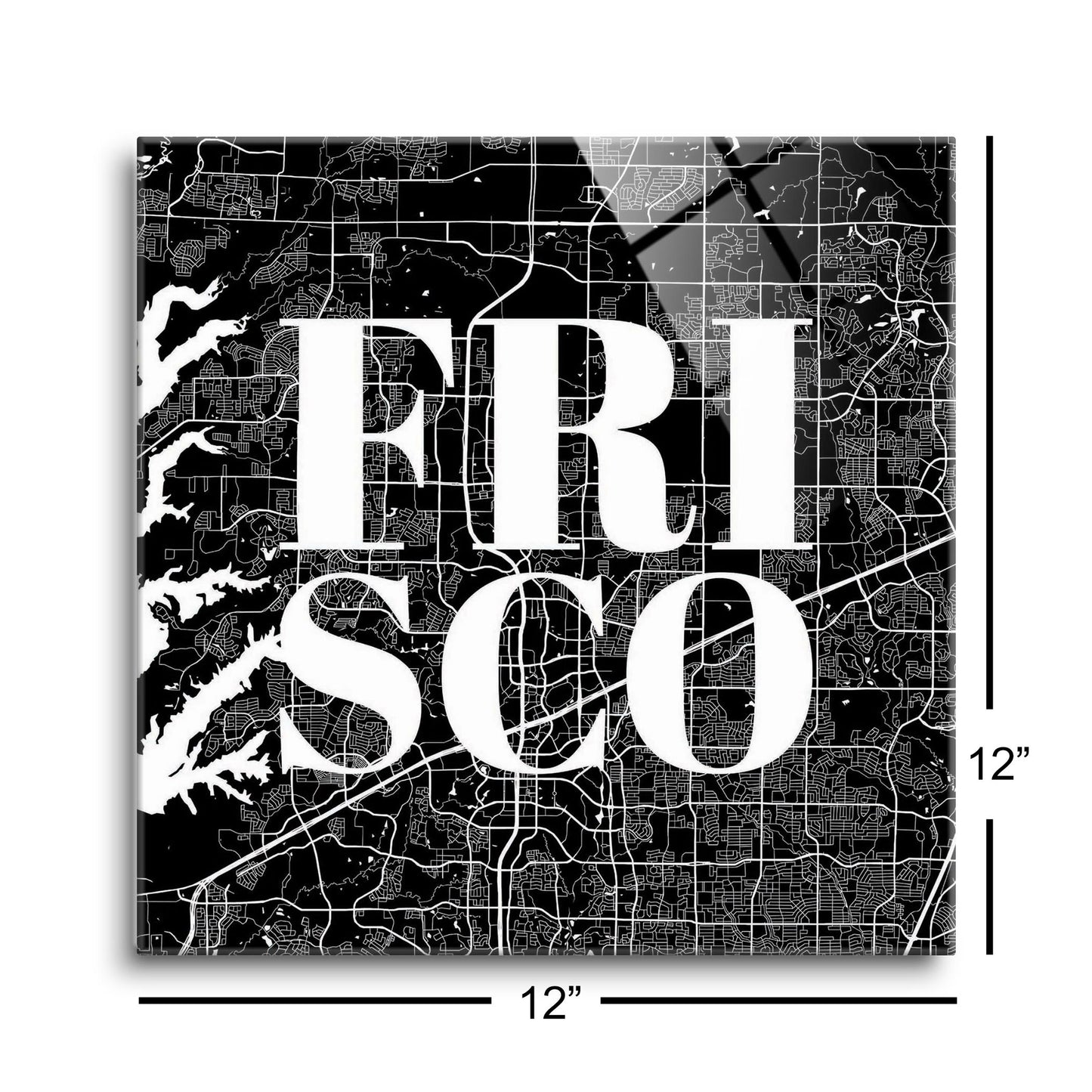 Minimalistic B&W Texas Frisco Map | Hi-Def Glass Art | Eaches | Min 1
