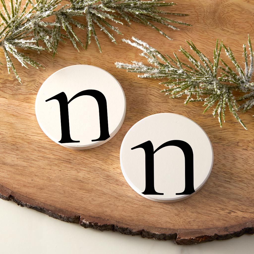 Minimalist Monogram N Circle | Absorbent Car Coasters | Set of 2 | Min 4