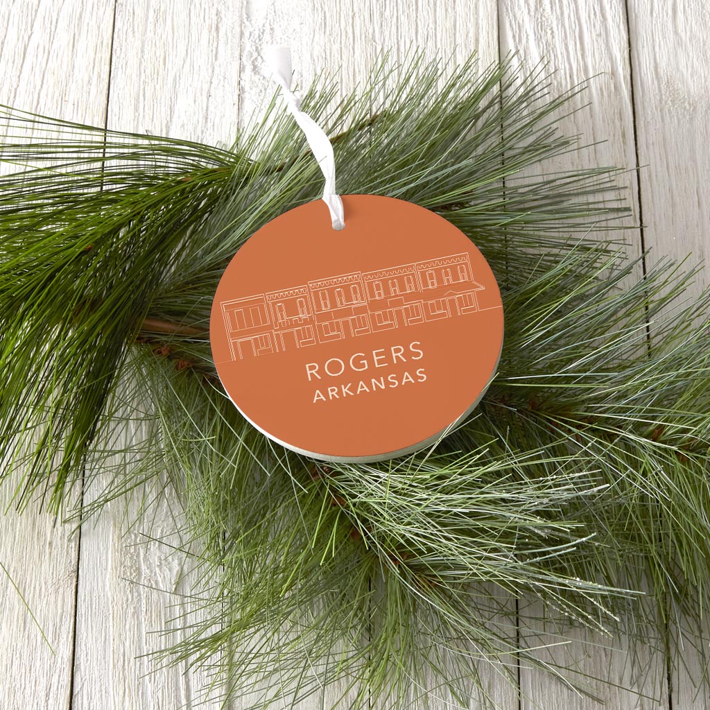 Modern Minimalist Arkansas Rogers Skyline State | Wood Ornament | Eaches | Min 6