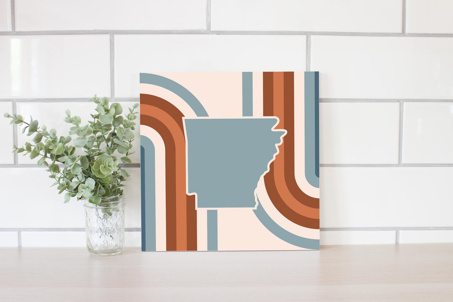 Modern Minimalist Arkansas Retro State Shape | Wood Sign | Eaches | Min 2