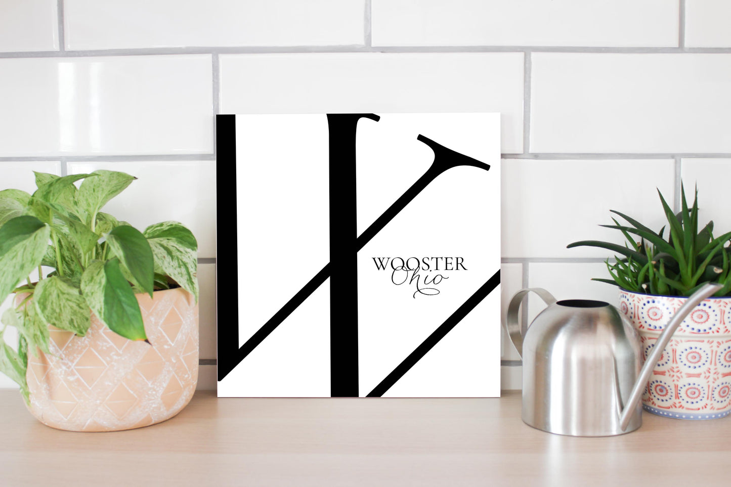 Wooster Oh Minimal Monogram| Wood Sign | Eaches | Min 2