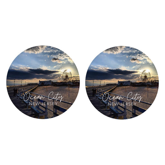 OCNJ Photo With Text | Absorbent Car Coasters | Set of 2 | Min 4