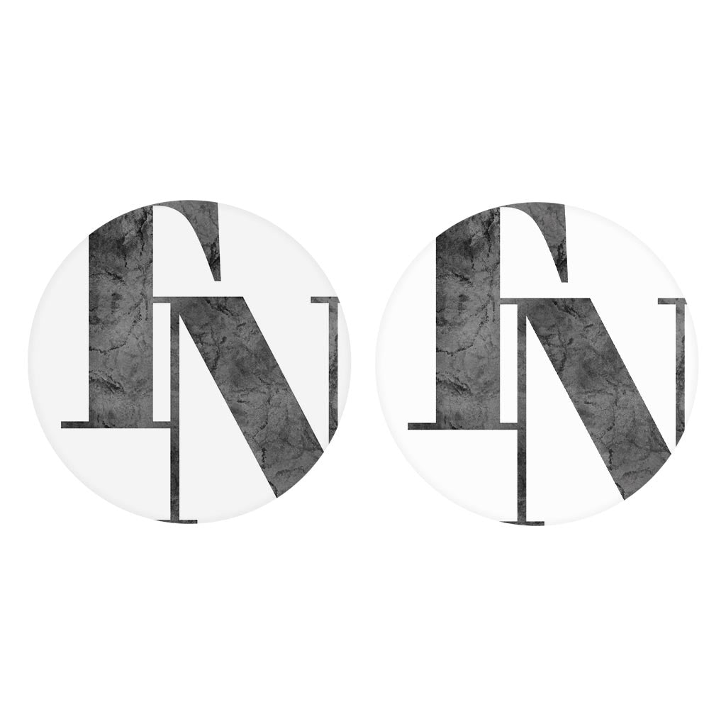Minimalist B&W Tennessee White Initials | Absorbent Car Coasters | Set of 2 | Min 4