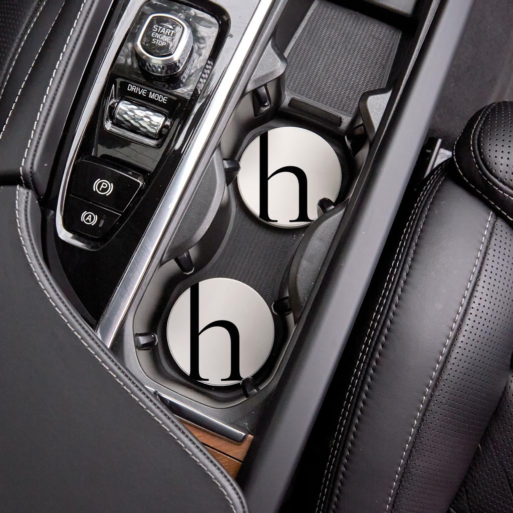 Minimalist Monogram H Circle | Absorbent Car Coasters | Set of 2 | Min 4