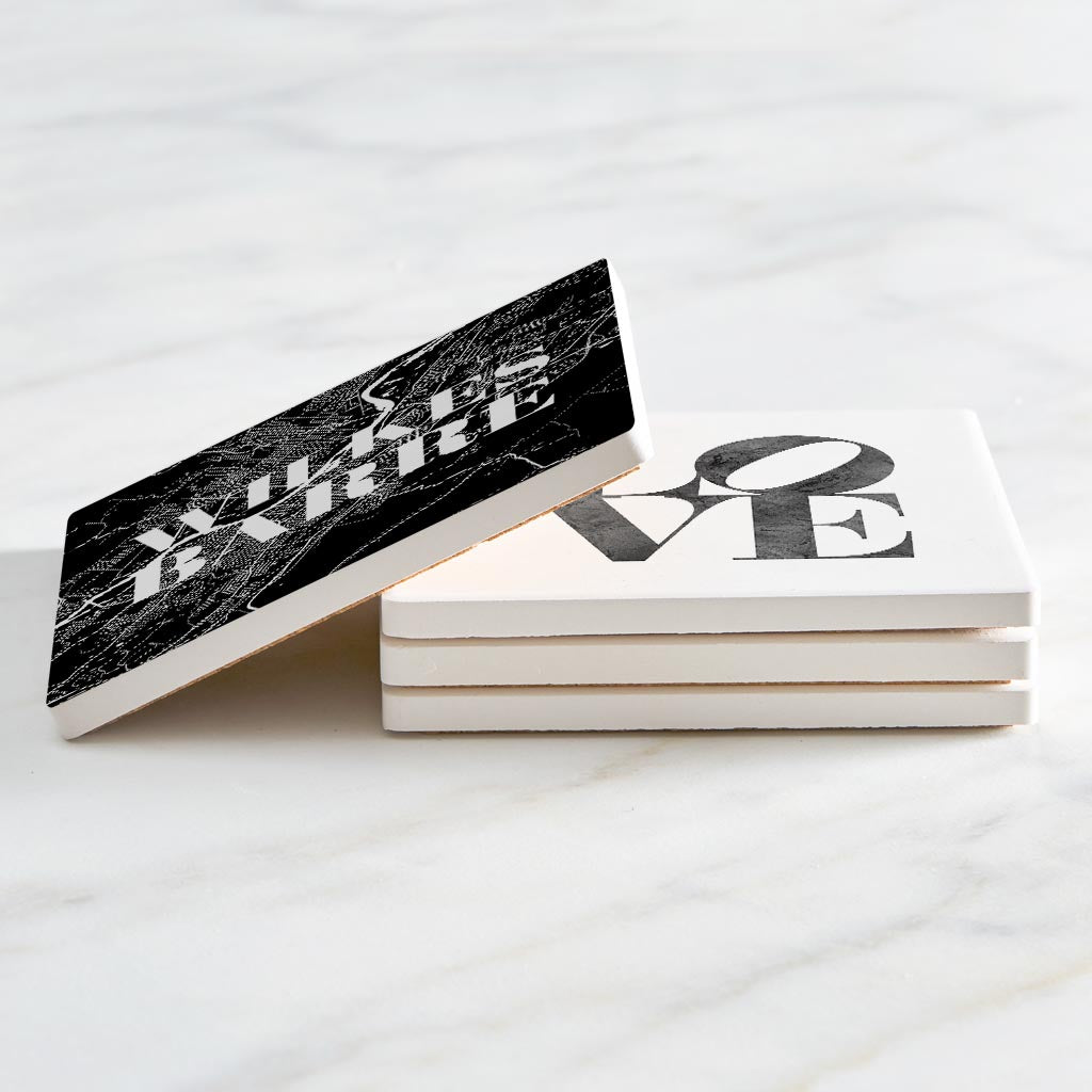 Minimalistic B&W Pennsylvania Wilkes Barre Maps Love | Absorbent Coasters | Set of 4 | Min 2