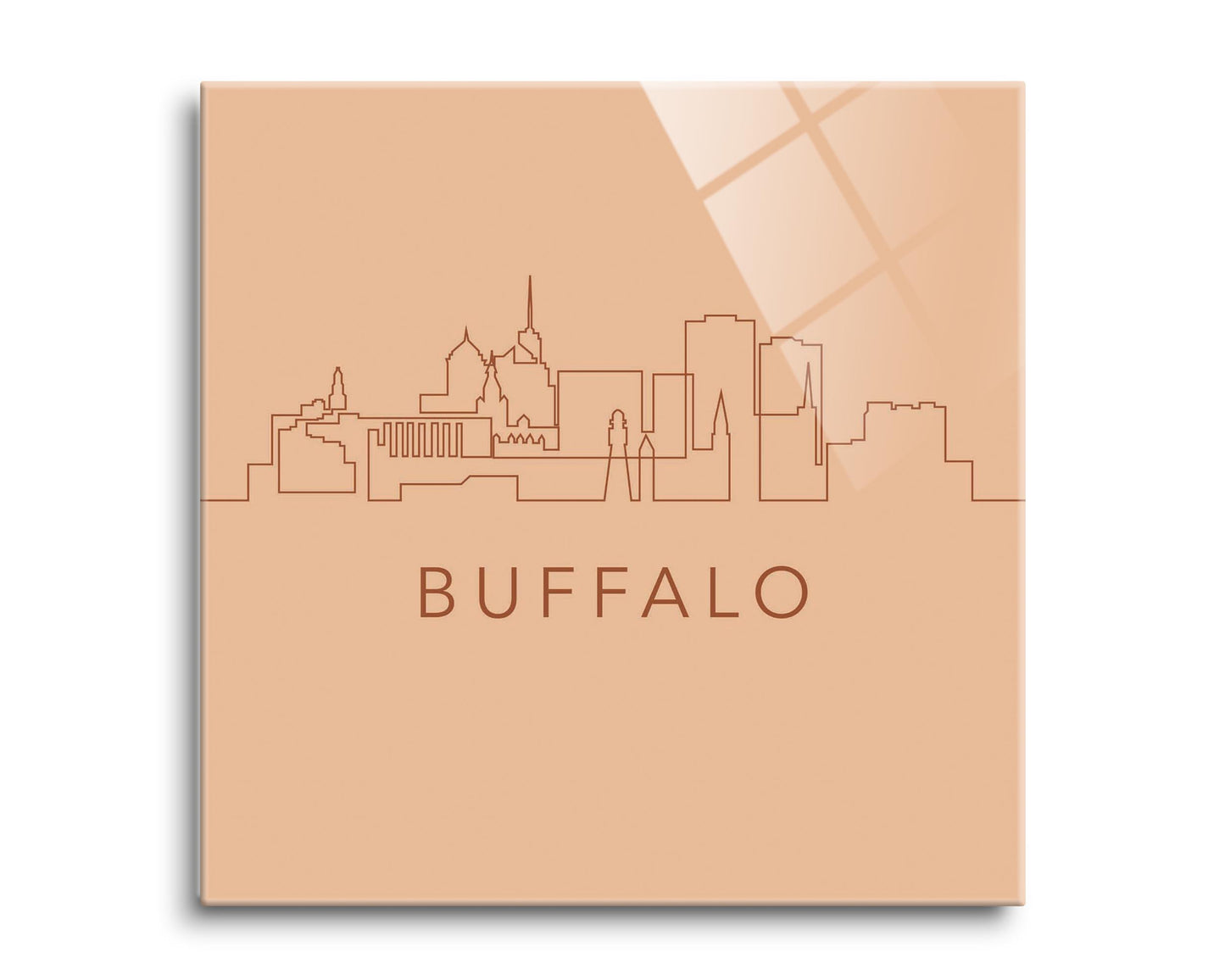 Modern Minimalistic New York Buffalo Skyline | Hi-Def Glass Art | Eaches | Min 2