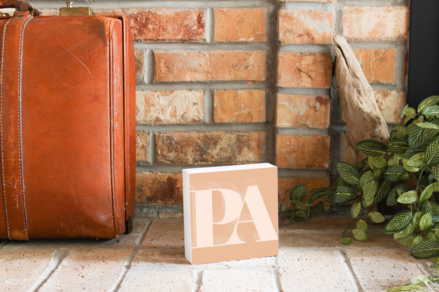 Modern Minimalist Pennsylvania Pa Initials Light | Wood Block | Eaches | Min 4