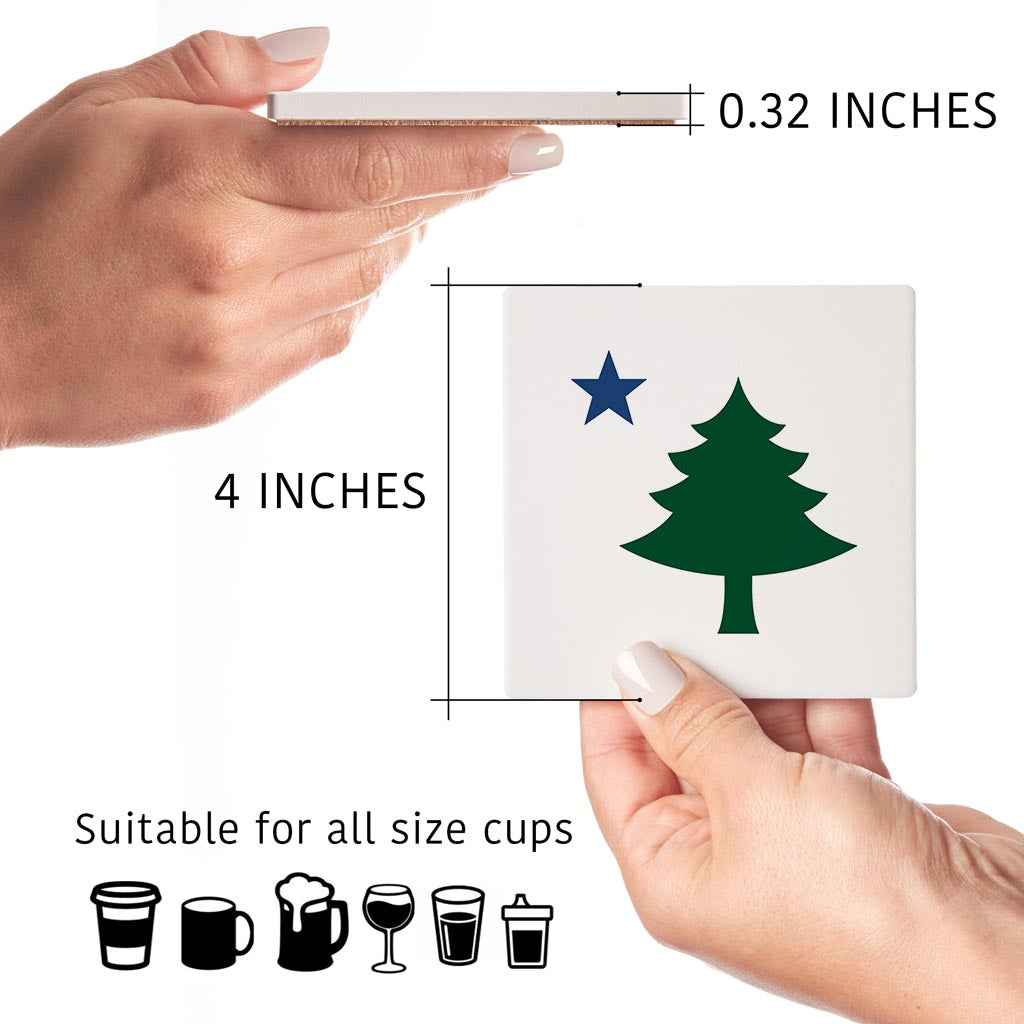New England Star With Icons | Absorbent Coasters | Set of 4 | Min 2