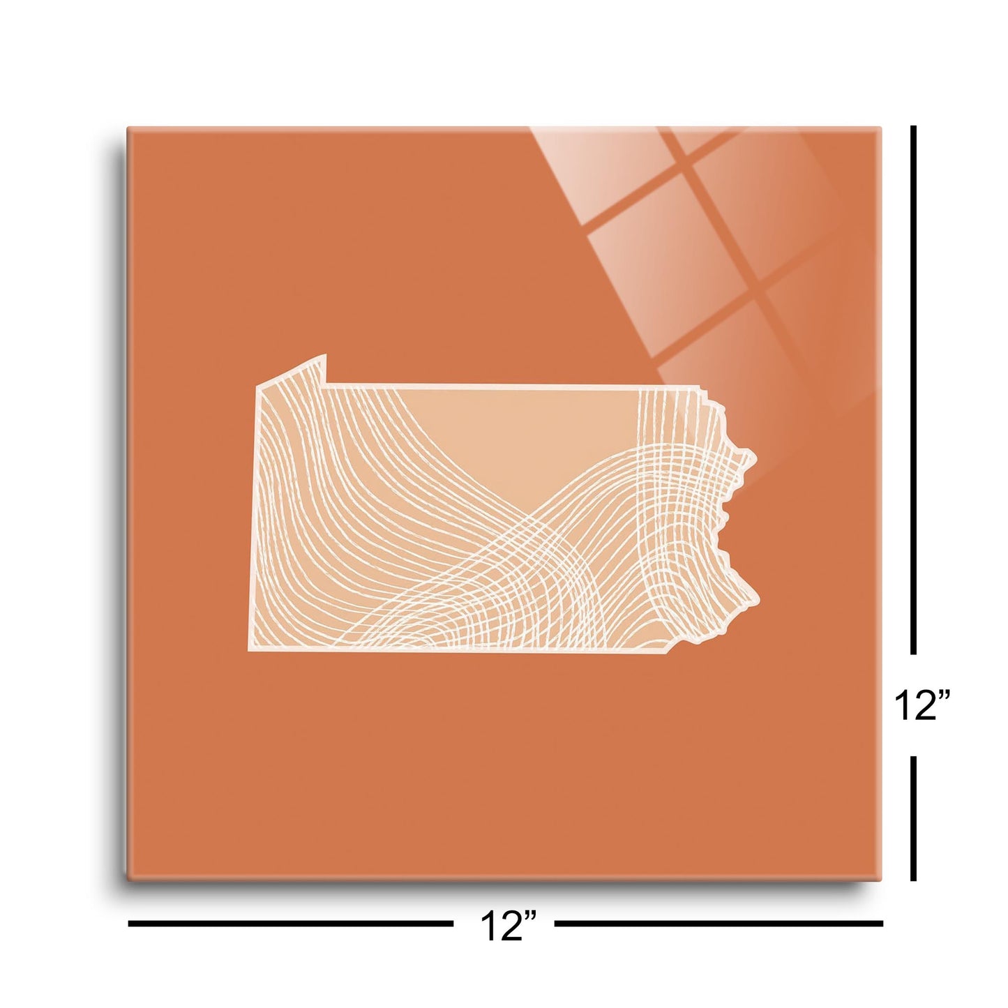 Modern Minimalist Pennsylvania State Lines Light | Hi-Def Glass Art | Eaches | Min 1