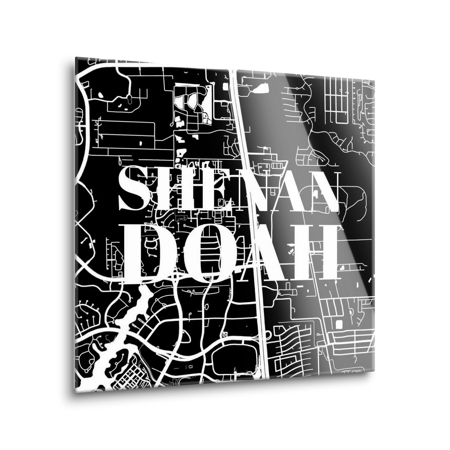 Minimalistic B&W Texas Shenandoah Map | Hi-Def Glass Art | Eaches | Min 1