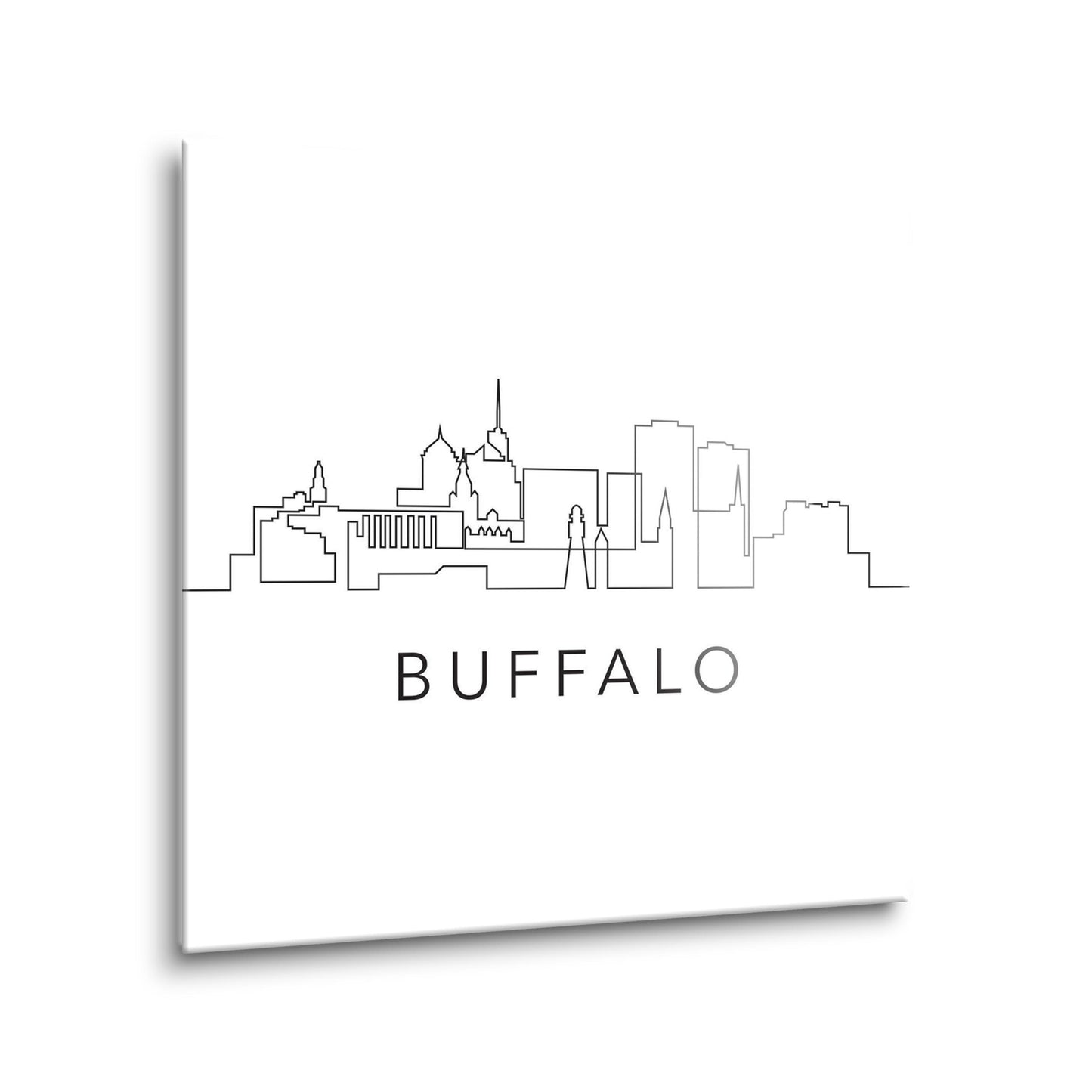 Minimalistic B&W New York Buffalo Skyline | Hi-Def Glass Art | Eaches | Min 2