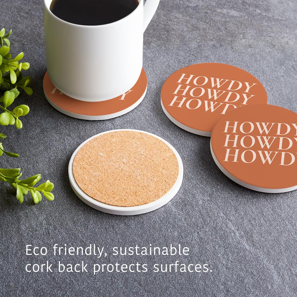 Modern Minimalist Texas Howdy | Absorbent Coasters | Set of 4 | Min 2