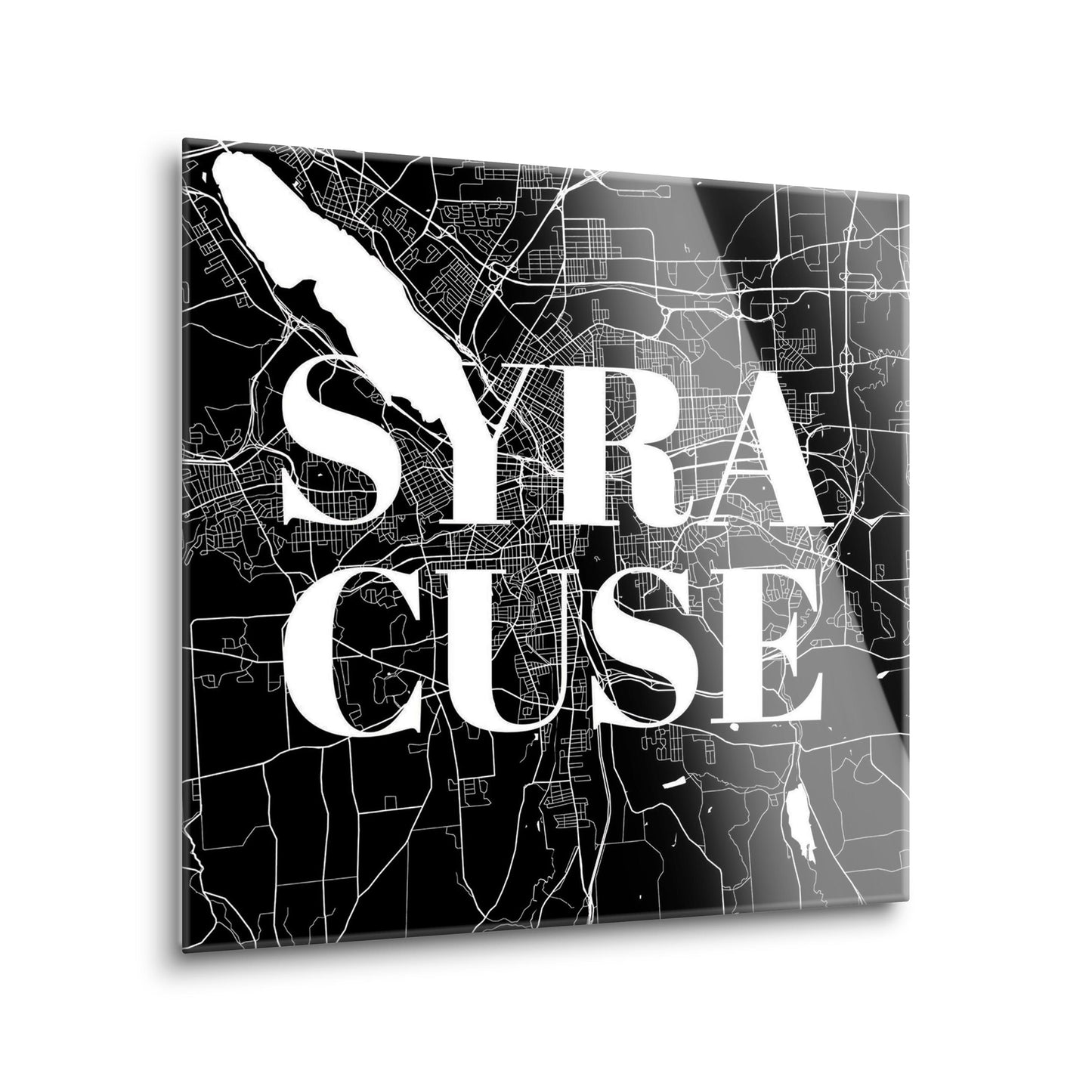 Minimalistic B&W New York Syracuse Map | Hi-Def Glass Art | Eaches | Min 2