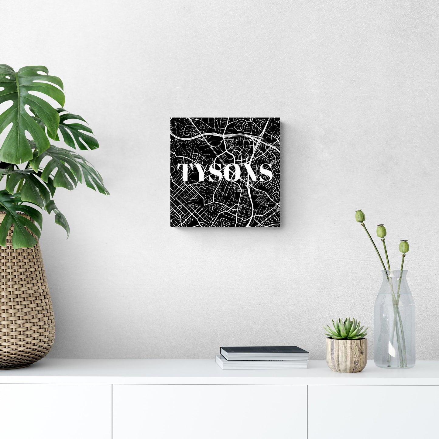 Minimalistic B&W Virginia Tysons Map | Wood Sign | Eaches | Min 2