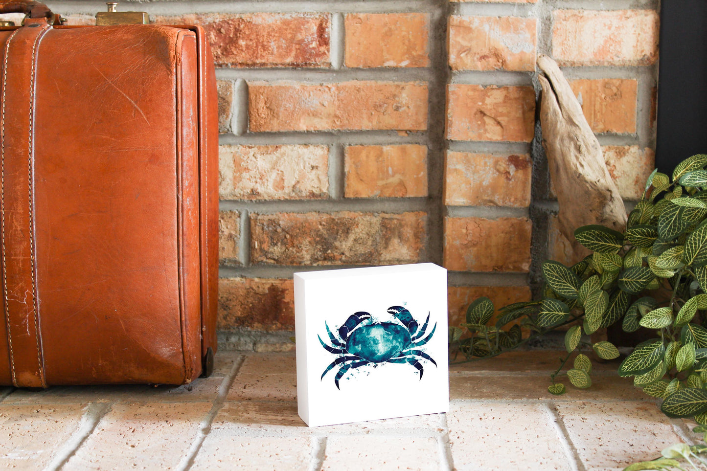 New England Water Color Crab | Wood Block | Eaches | Min 4