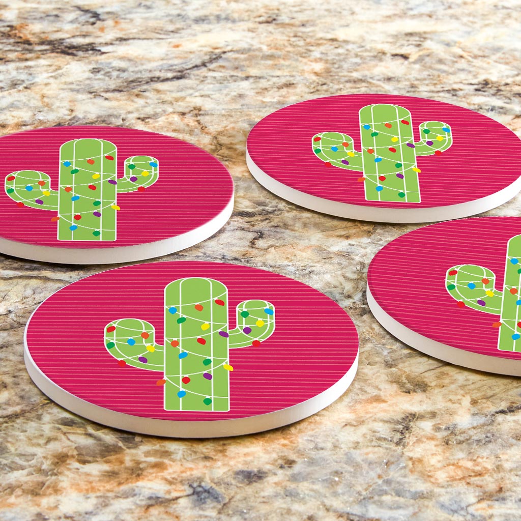 Bright Christmas Cactus| Absorbent Coasters | Set of 4 | Min 2