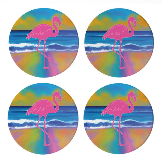 Florida Pink Flamingo Icon| Absorbent Coasters | Set of 4 | Min 2
