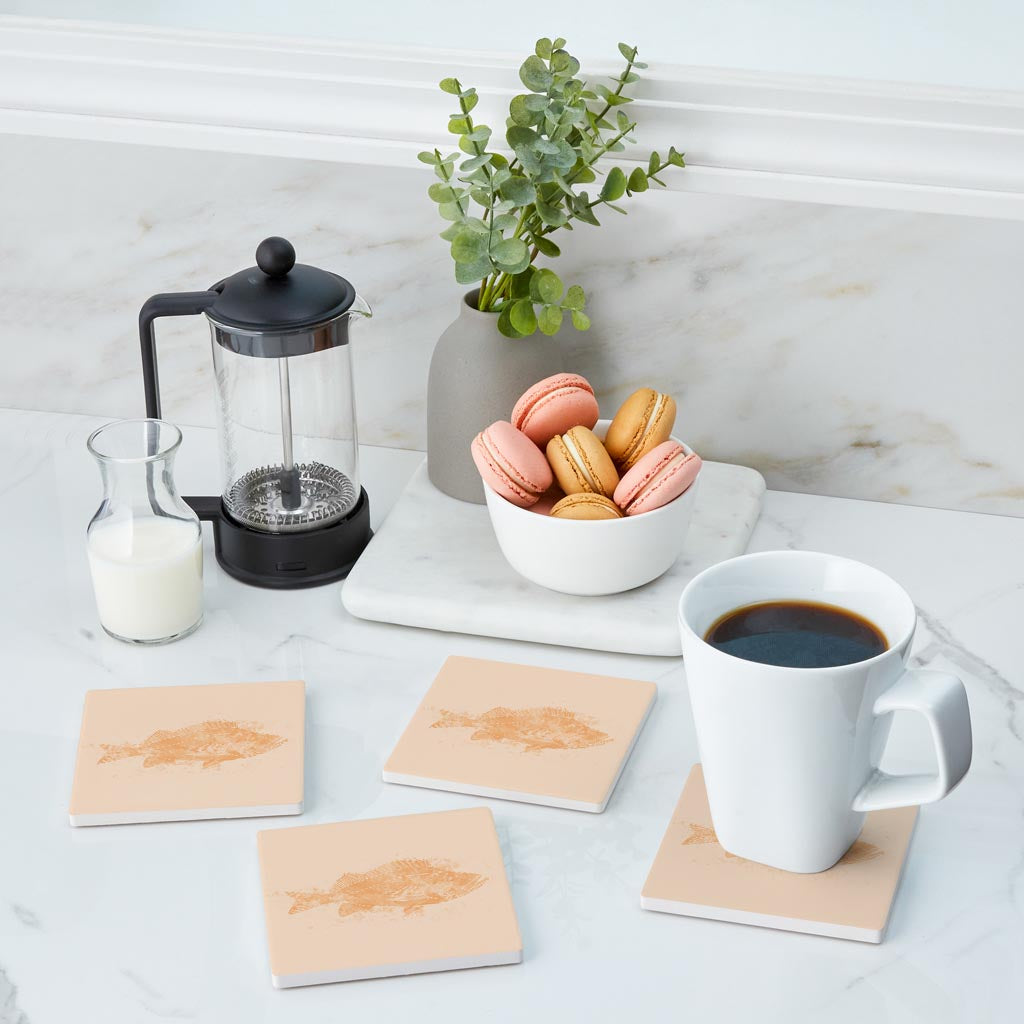 Louisiana Colorful Water Color Red Fish | Absorbent Coasters | Set of 4 | Min 2