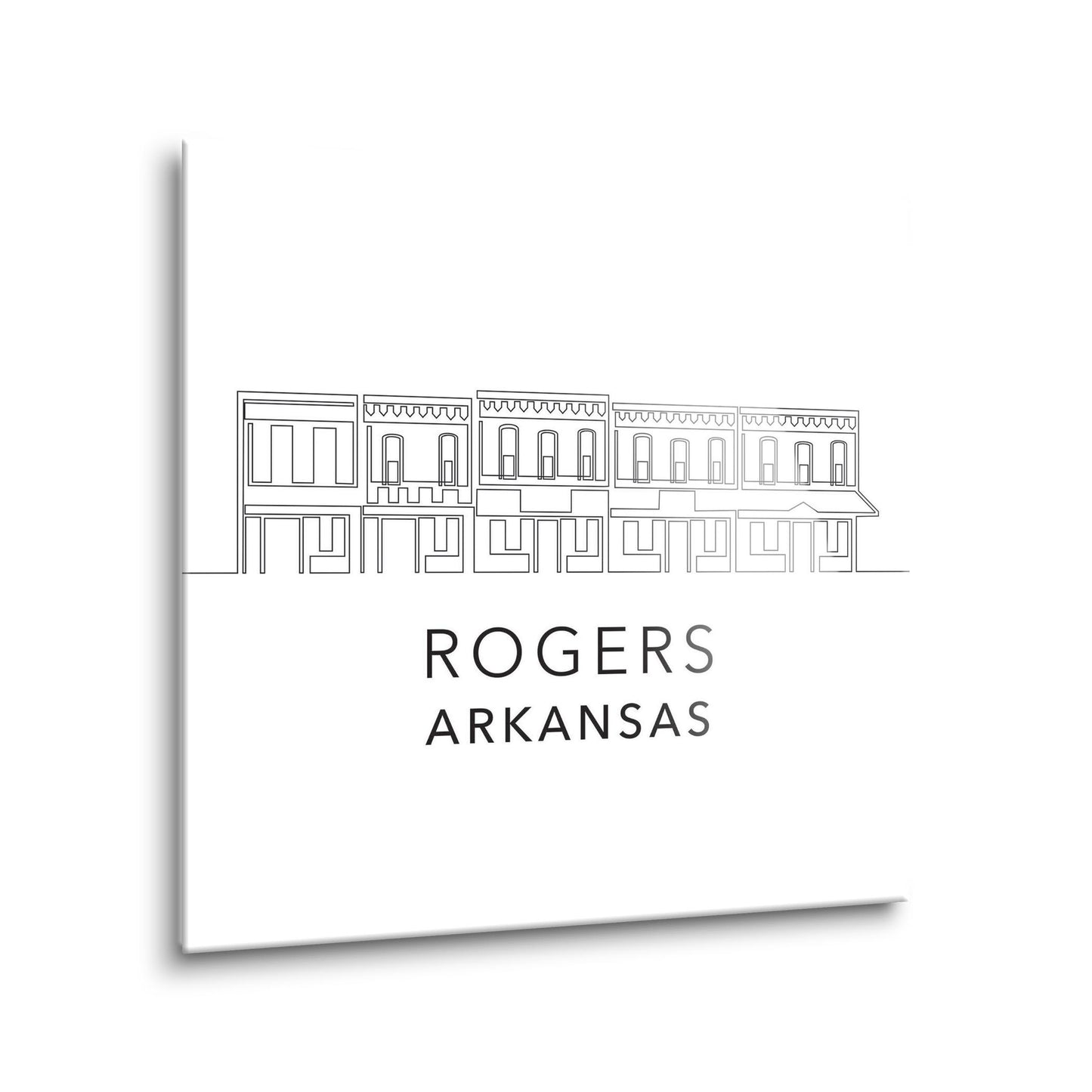 Minimalist B&W Arkansas Rogers Skyline | Hi-Def Glass Art | Eaches | Min 1