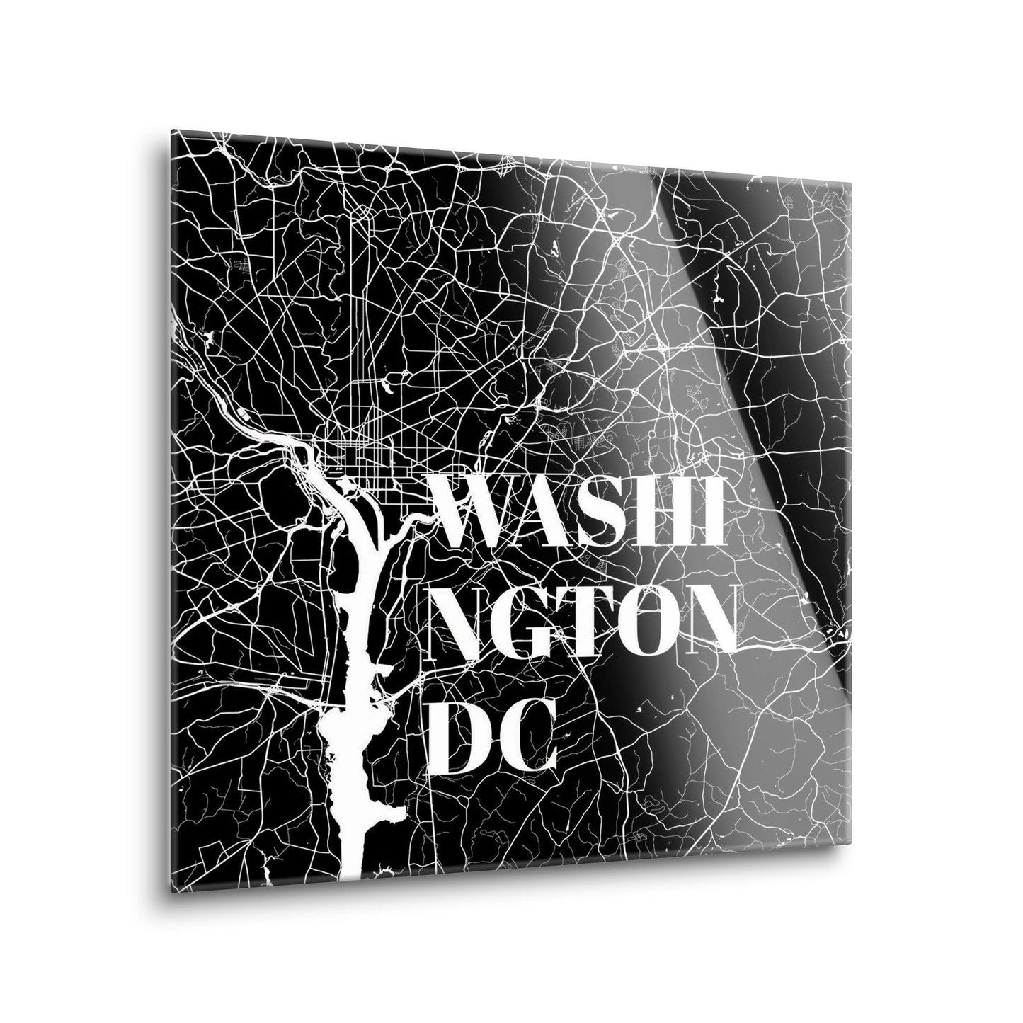 Minimalistic B&W Washington Dc Map | Hi-Def Glass Art | Eaches | Min 2