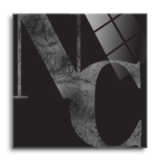 Minimalistic B&W North Carolina Black Initials | Hi-Def Glass Art | Eaches | Min 1