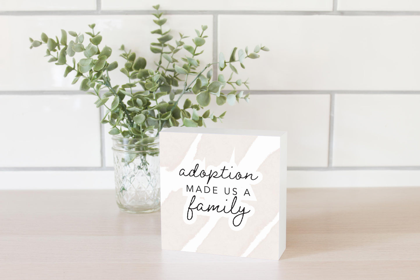 Modern Minimalist Mothers Day Adoption | Wood Block | Eaches | Min 4