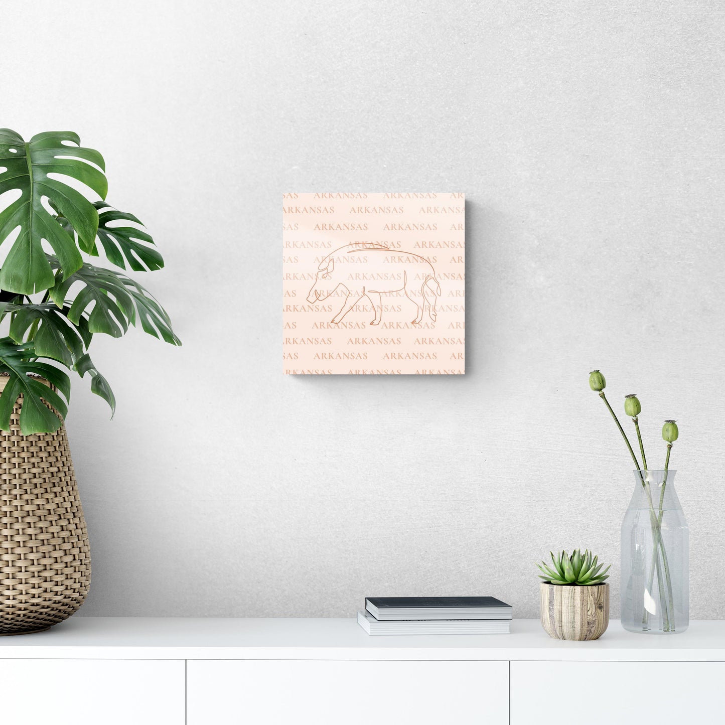 Modern Minimalist Arkansas Hog Line Drawing | Hi-Def Glass Art | Eaches | Min 1