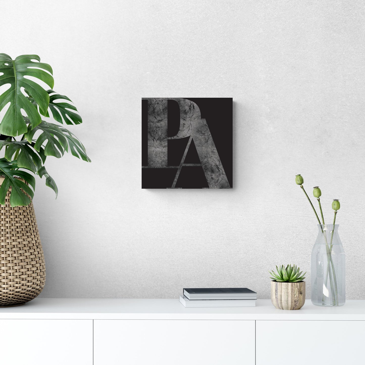 Minimalistic B&W Pennsylvania Black Initials | Wood Sign | Eaches | Min 2