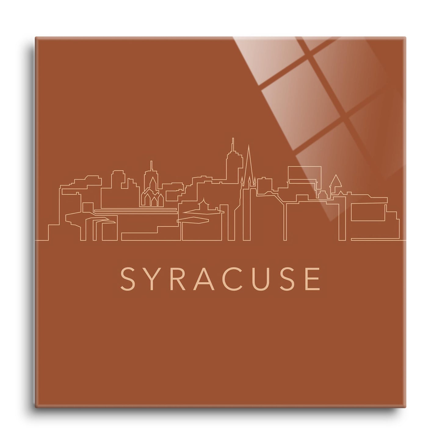 Modern Minimalist New York Syracuse Skyline | Hi-Def Glass Art | Eaches | Min 1