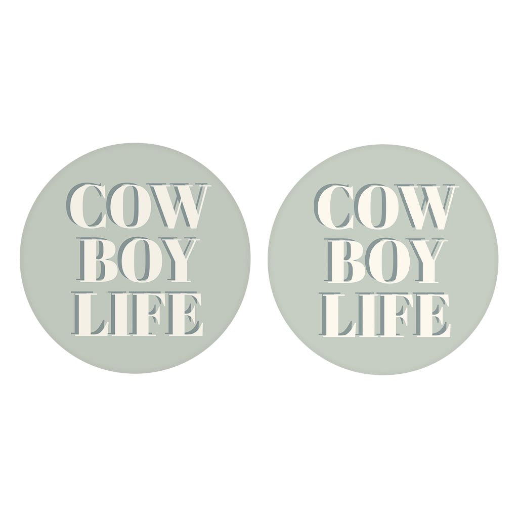 Modern Minimalist Oklahoma Cowboy Life| Absorbent Car Coasters | Set of 2 | Min 4