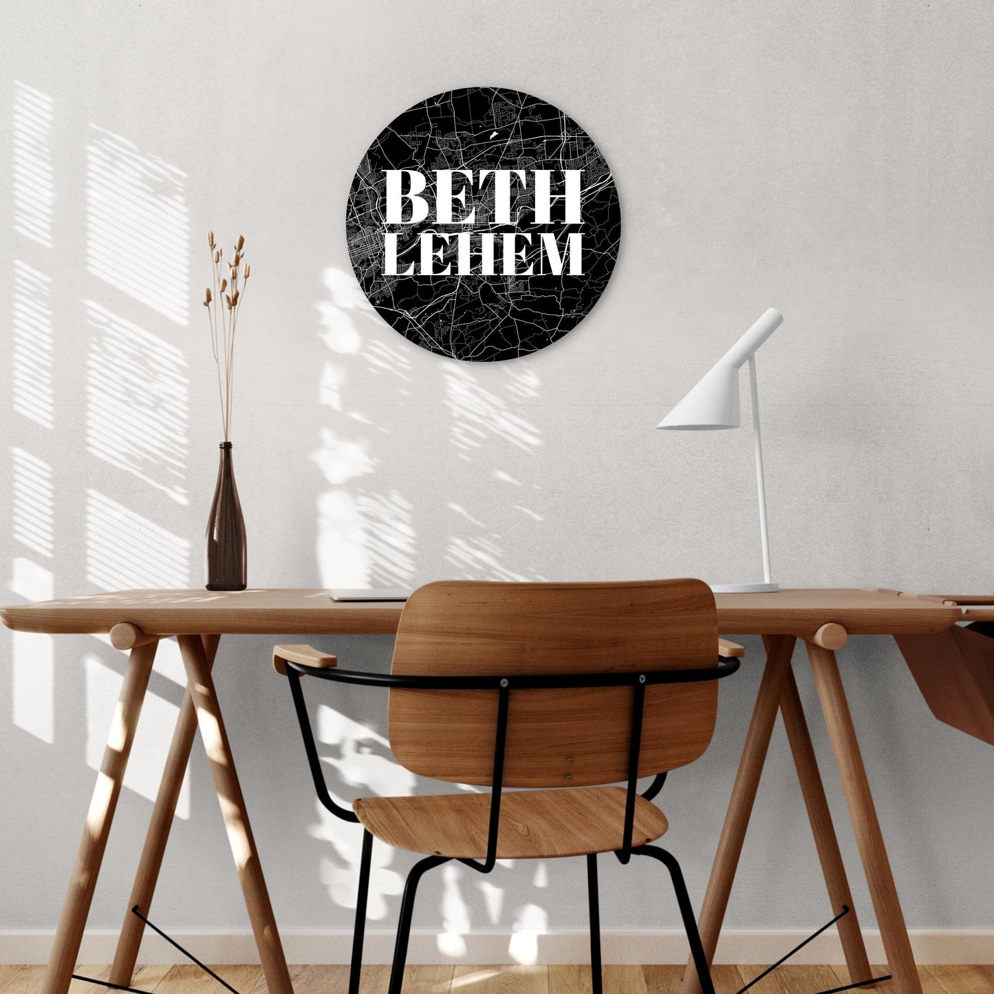 Minimalistic B&W Pennsylvania Bethlehem Map | Wood Sign | Eaches | Min 1